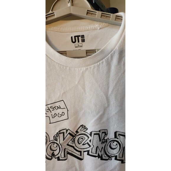 UNIQLO x Pokemon x Daniel Arsham Crystal Logo T-Shirt Large White D25 Nice - Picture 4 of 6